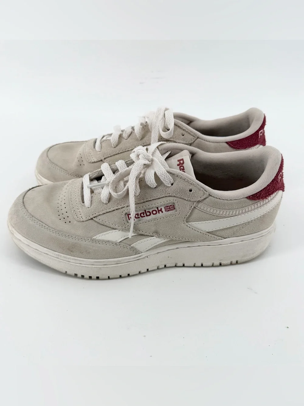 Reebok Club C Double Revenge Stucco Sedona Rose Suede Platform Shoes Womens 9.5